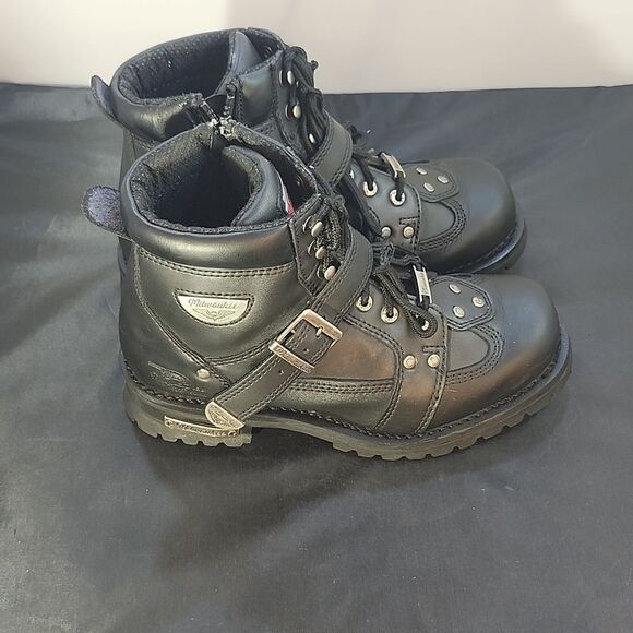 MILWAUKEE MOTORCYCLE CLOTHING COMPANY MB433 MEN'S BLACK ROAD CAPTAIN BOOT - Picture 5 of 16